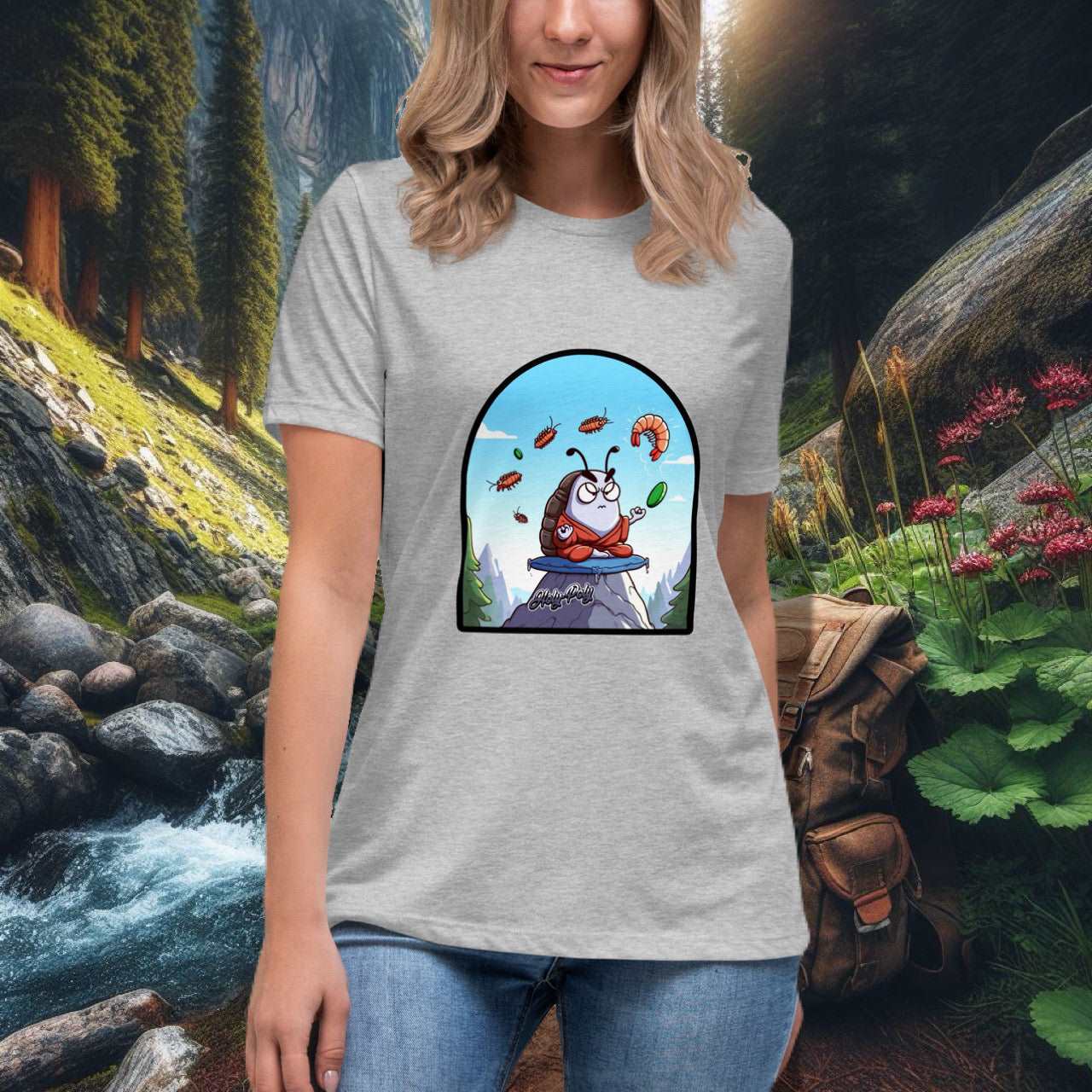 Holy-Poly Isopods exclusive roly poly womens tee t-shirt angry monk cute funny mountain clothing for sale