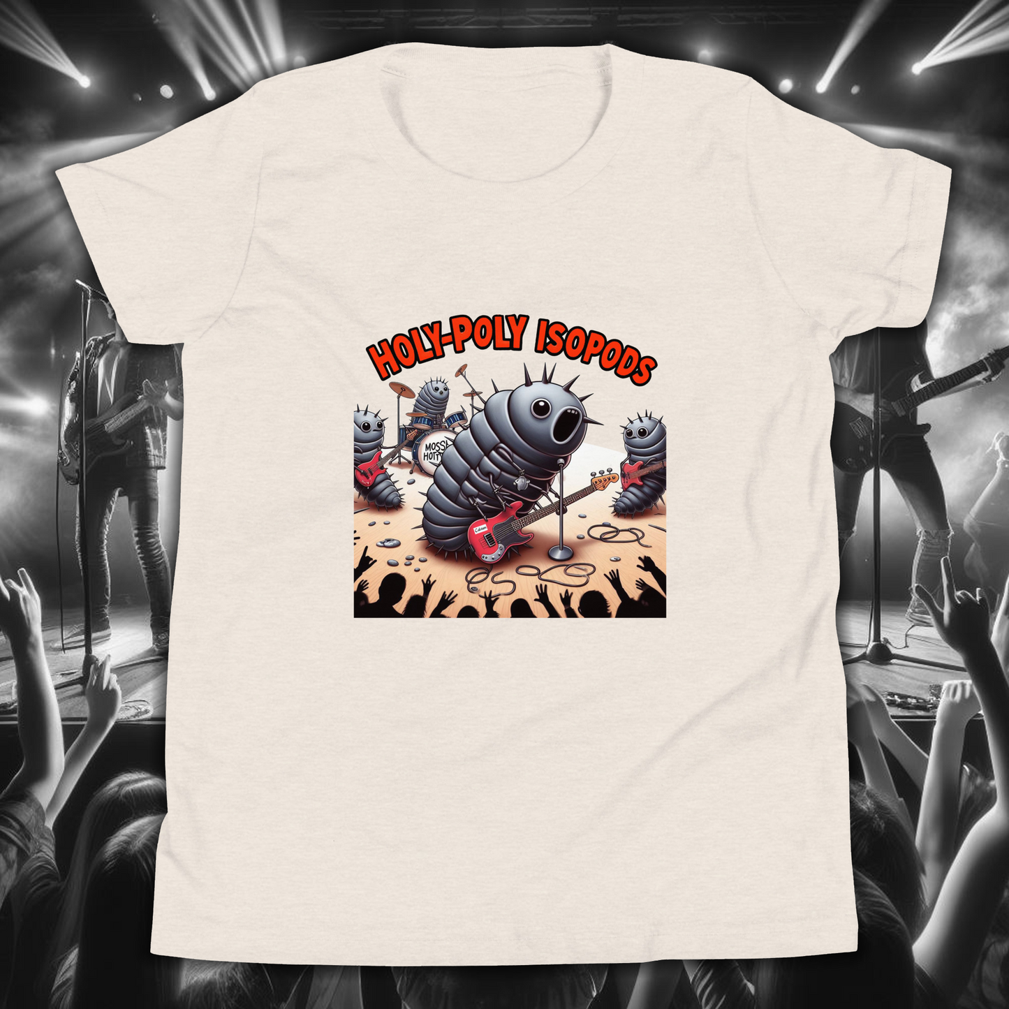 Holy-Poly Isopods Rocks - Kids Clothing Tee Shirt (t-shirt, bugs, pillbug, punk, metal, rock, band, guitar)