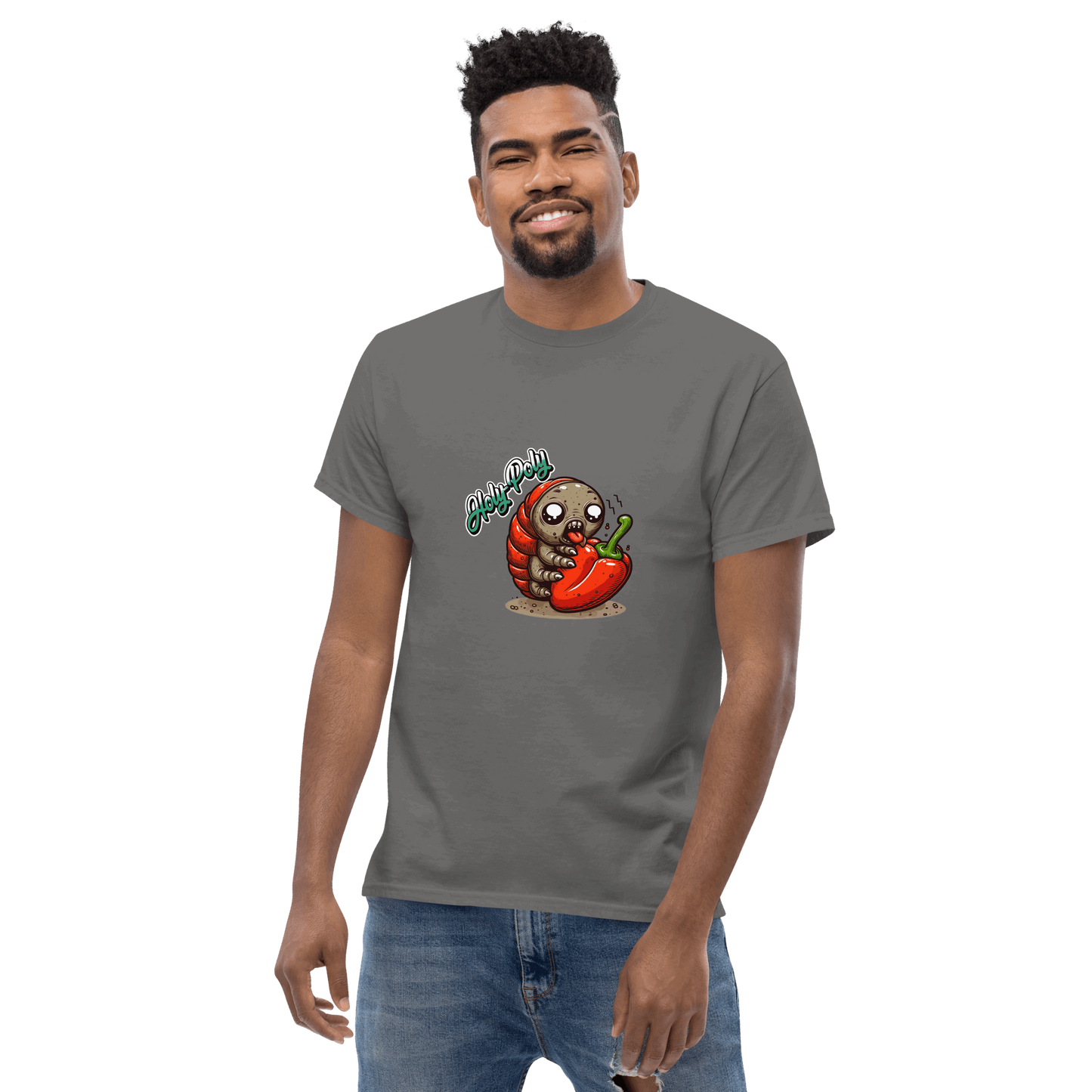Holy-Poly Isopods exclusive for sale - roly rolly rollie mens t-shirt tee peppers and pods charcoal
