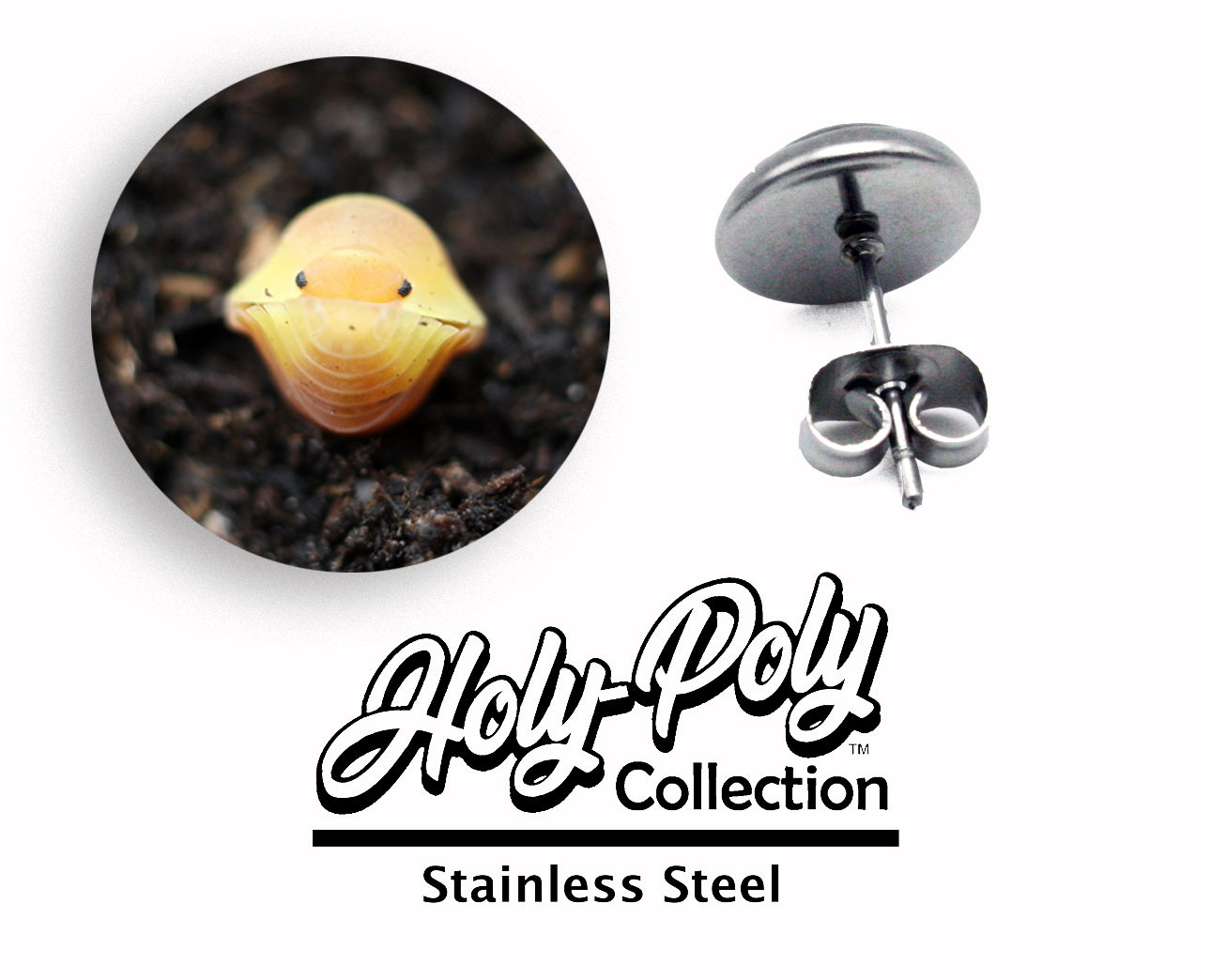 blonde ducky cute Isopod Stainless Stud Earrings (Rollie Pollie Roly Poly pillbug pet isopoda)