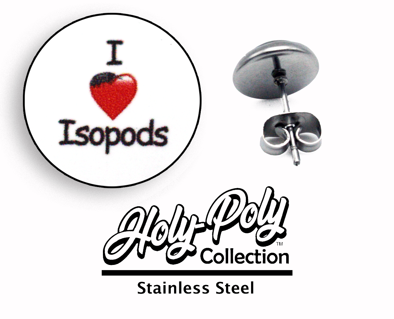 I Love Isopods Stainless Stud Earrings