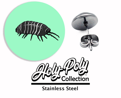 Zebra Isopod Drawing Cartoon - Stainless Stud Earrings