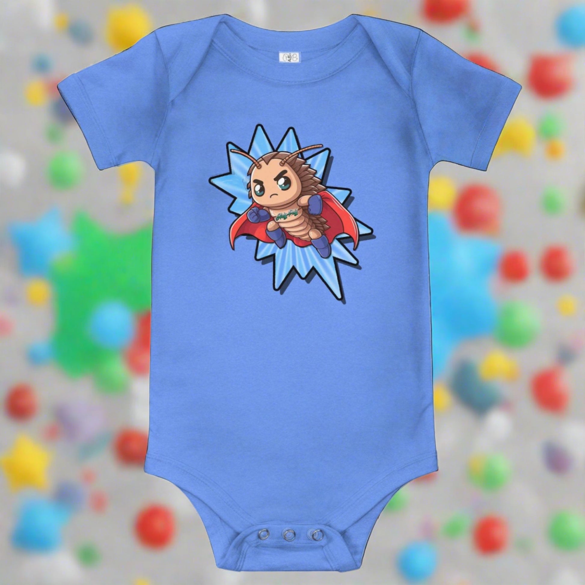 Superhero Isopod baby onesie t-shirt bugs power hero pillbug cute roly poly bugs