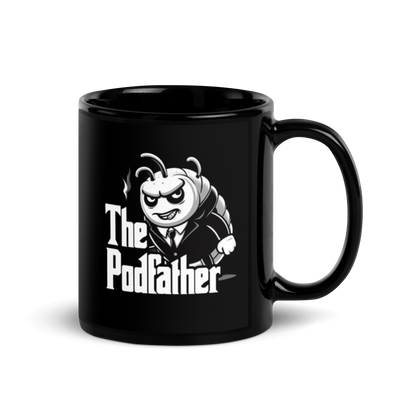 Holy-Poly Isopods exclusive "The Podfather" gangster mobster b&w black white funny ceramic mug hot coffee tea cup