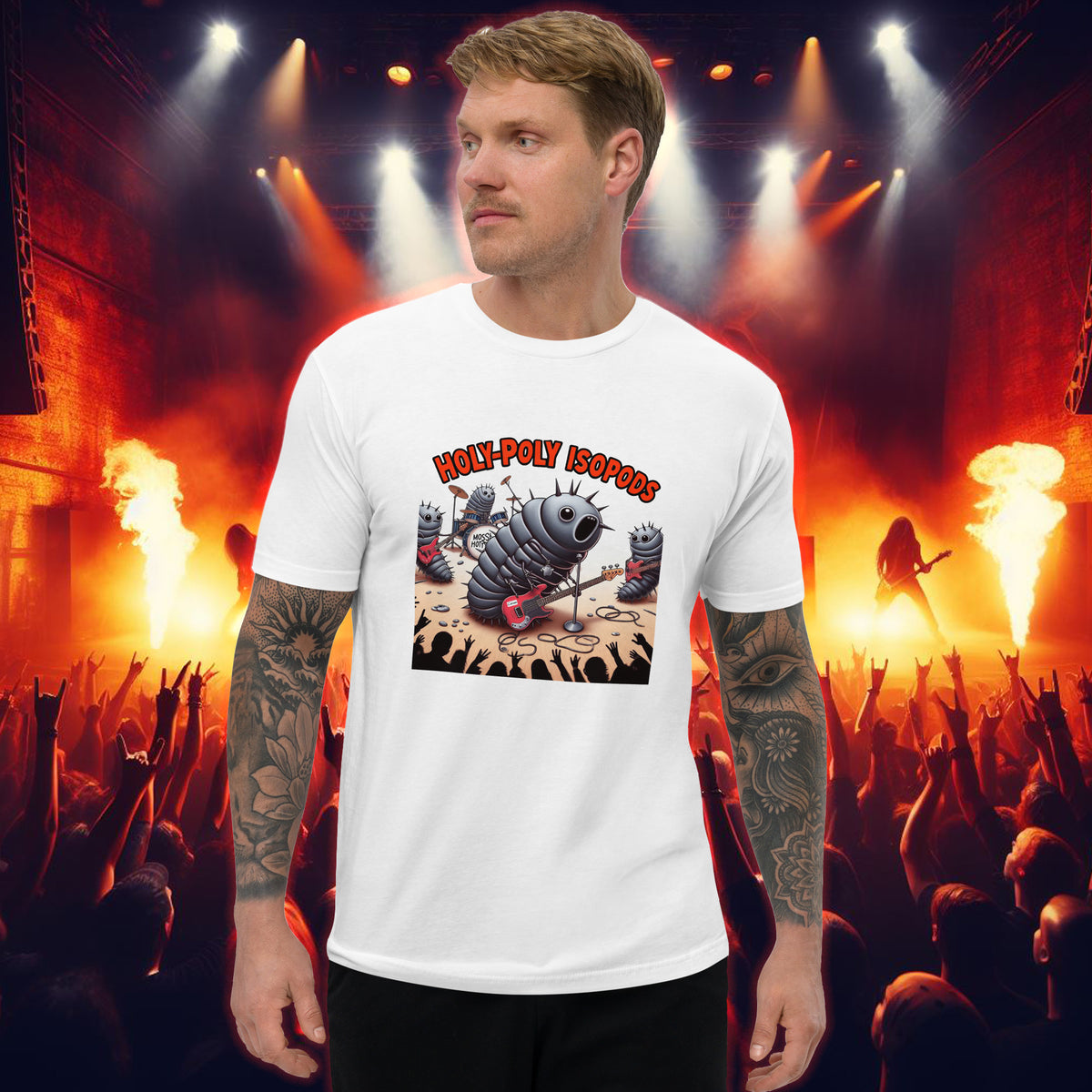 HPI Rocks spiked isopod rock band t-shirt, white