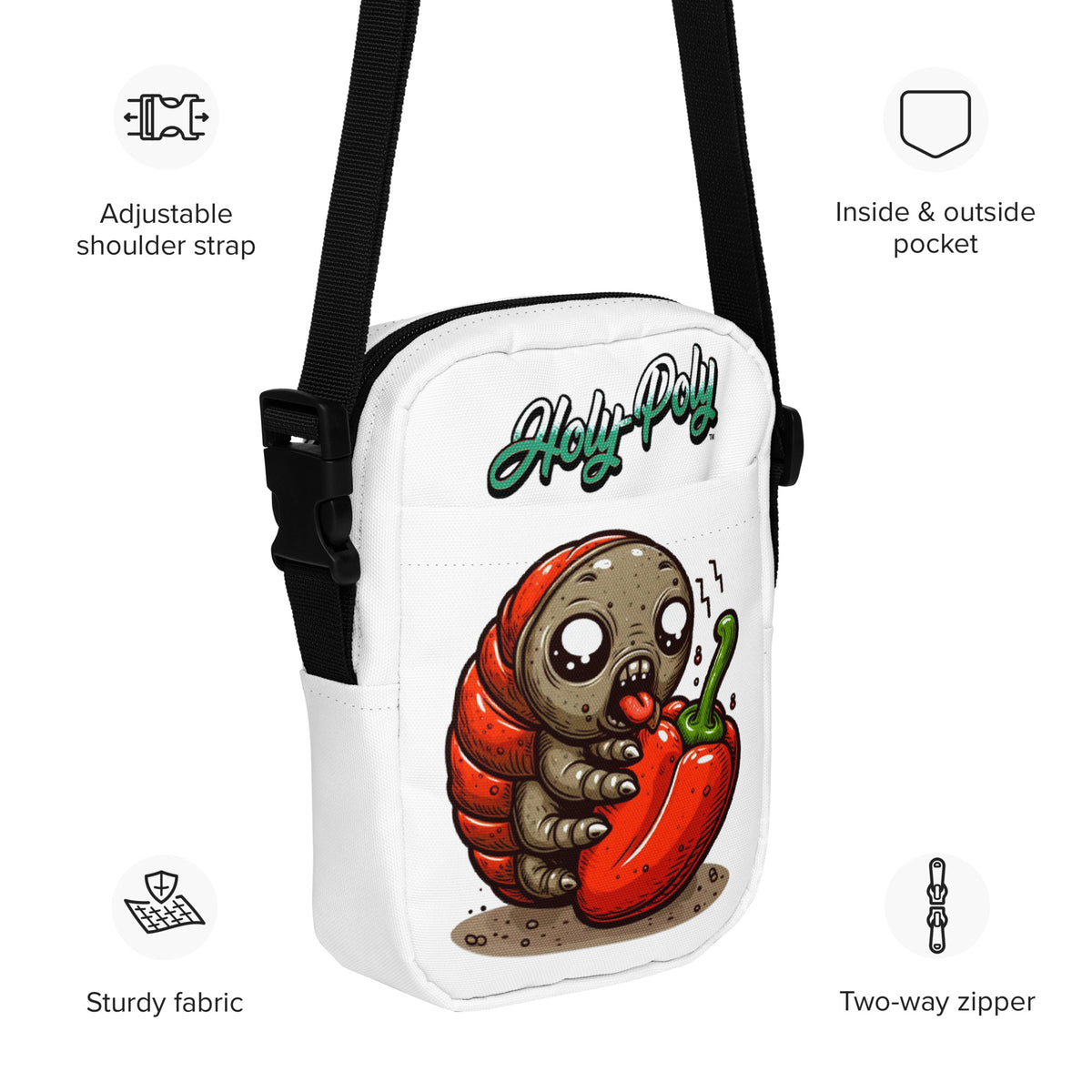 Peppers & Pods hot pepper isopod crossbody bag