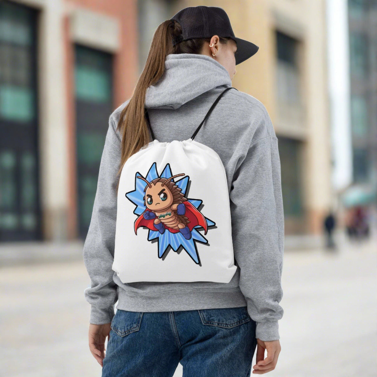 SuperPods superhero isopod drawstring bag