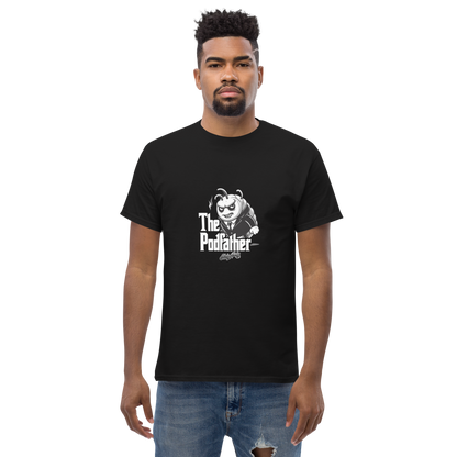 Holy-Poly Isopods exclusive men’s tee t-shirt "The Podfather" gangster mobster boss godfather b&w black white funny